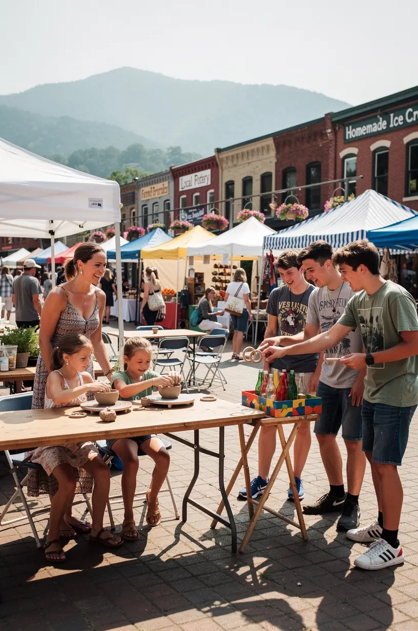 People engaging in a local community event together.